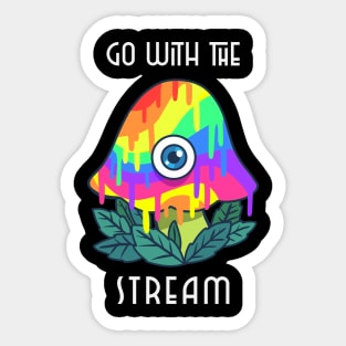 Go With The Stream Mushroom Sticker